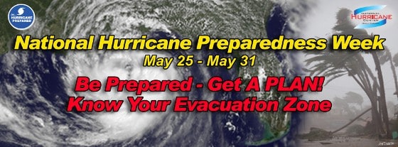 National Hurricane Preparedness Week 2014 Banner for May 25th to May 31st.