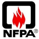 NFPA Logo - red flames surrounded by a square black outline wiht NFPA underneath.