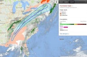 Google Crisis Response Team Hurricane Nate Alert Area.