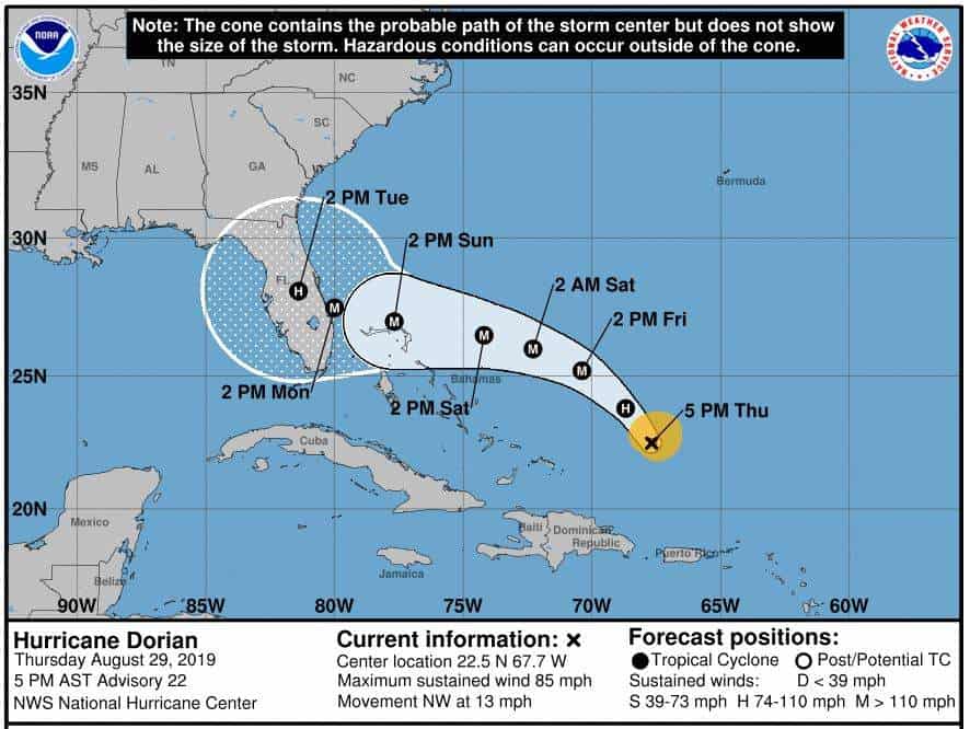 Category 5 Hurricane Dorian Heads for East Coast