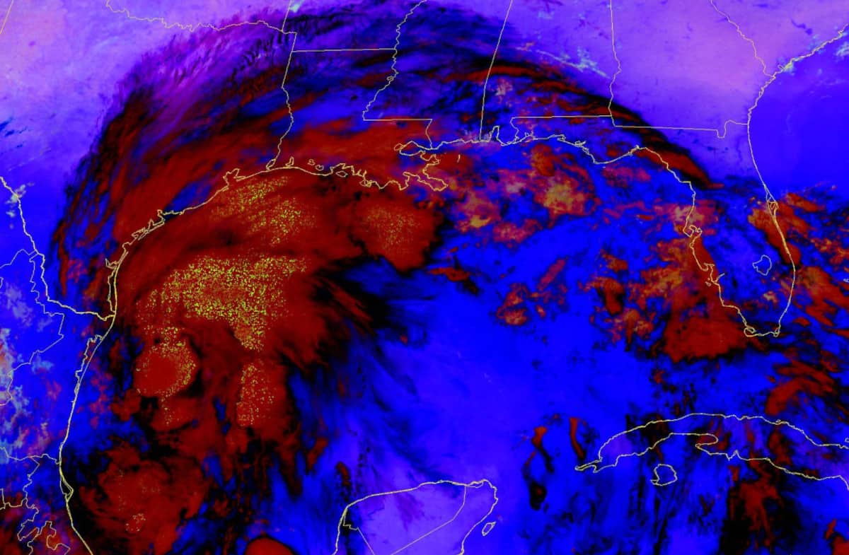 Tropical Storm Nicholas Night time Infrared Image Taken Sunday Evening 8:40 PM CDT - NOAA Satellite Image