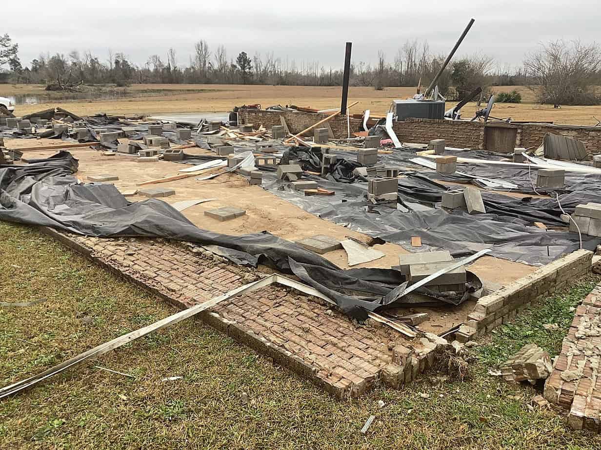 Sawyerville Alabama Tornado Damage Mobile Home Completely Destroyed by EF3 Tornado. NWS Birmingham