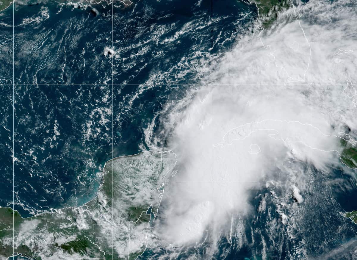 Potential Tropical Cyclone One Moves into the Gulf from Mexico on June 2, 2022. NOAA GOES East Satellite Image