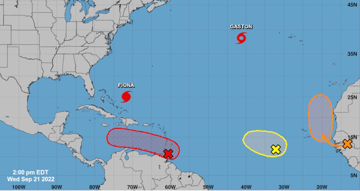 Atlantic Tropical Forecast September 21, 2022. NOAA NHC Graphic