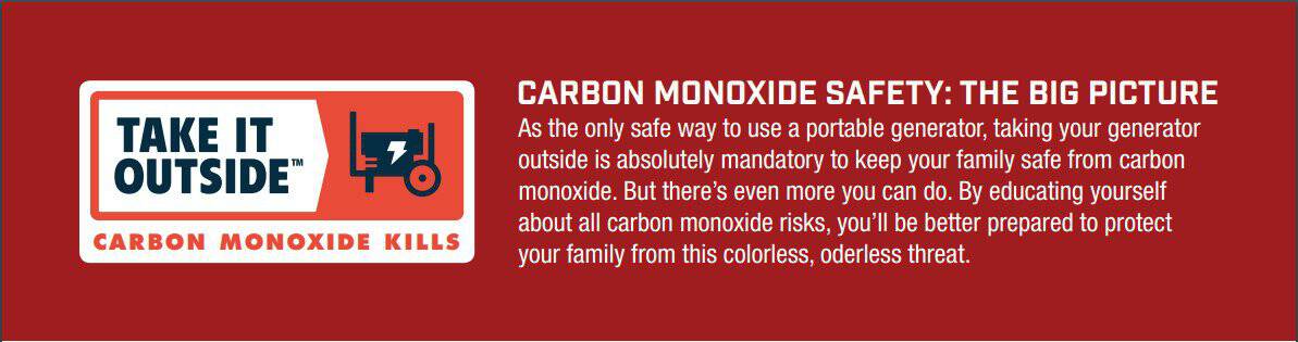 Safety Message Graphic: Using Your Generator Outside is Mandatory to Keep Your Family Safe from Carbon Monoxide