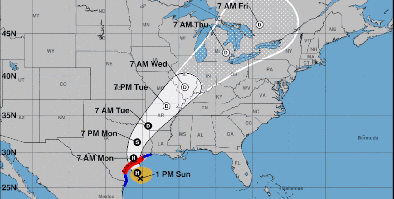 Beryl Aims for Texas Coast-Hurricane Warnings Issued