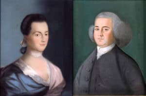 Portraits of John and Abigail Adams Painted by Benjamin Blyth circa 1766.