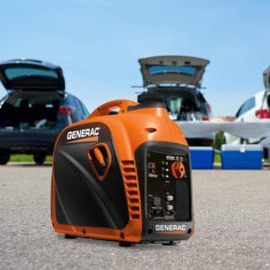 Generac GP1500i Portable Inverter Generator at a tailgate party.