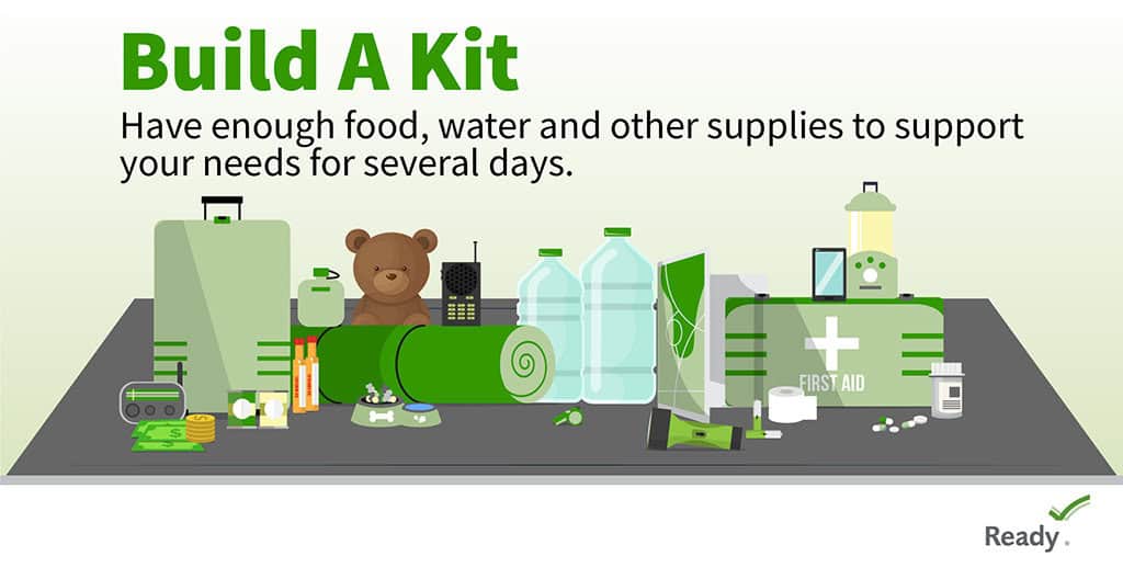 Ready.Gov Graphic-Build a Kit. Assembled Supplies for a Disaster or Emergency